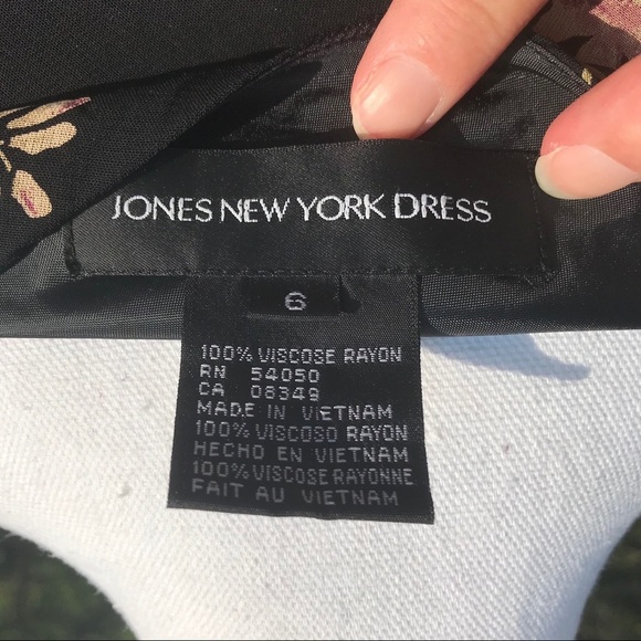 Jones New York Black Floral Dress Size 6 - Picture 6 of 8